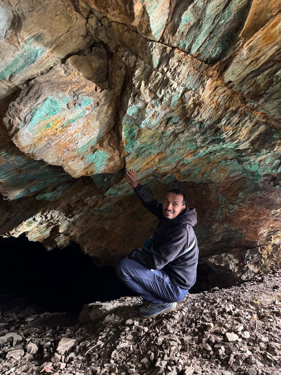 Field visit inside copper prospecting exposure at Taman Khola, Baglung