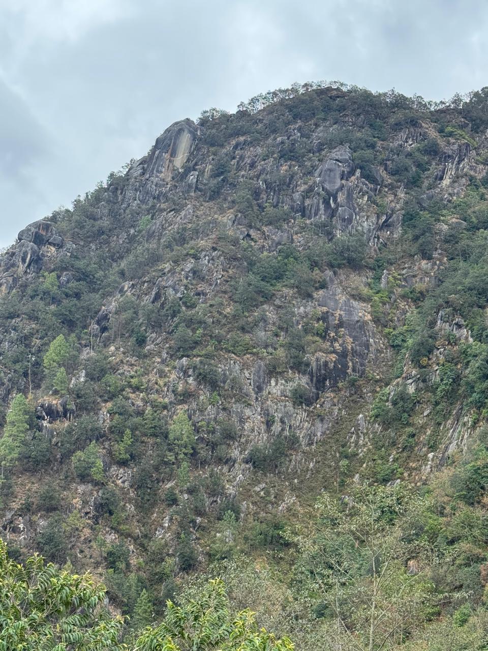 Close view of the granite mountain face in Bhojpur