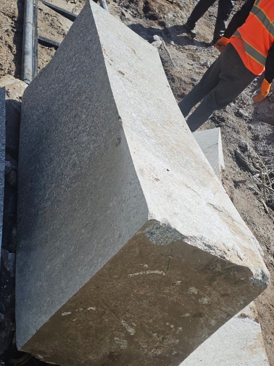 Cut granite face showing stone quality